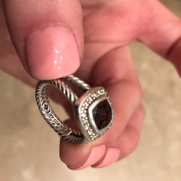 David Yurman Petite Albion ring w/ Garnet/diamonds - Picture 5 of 6